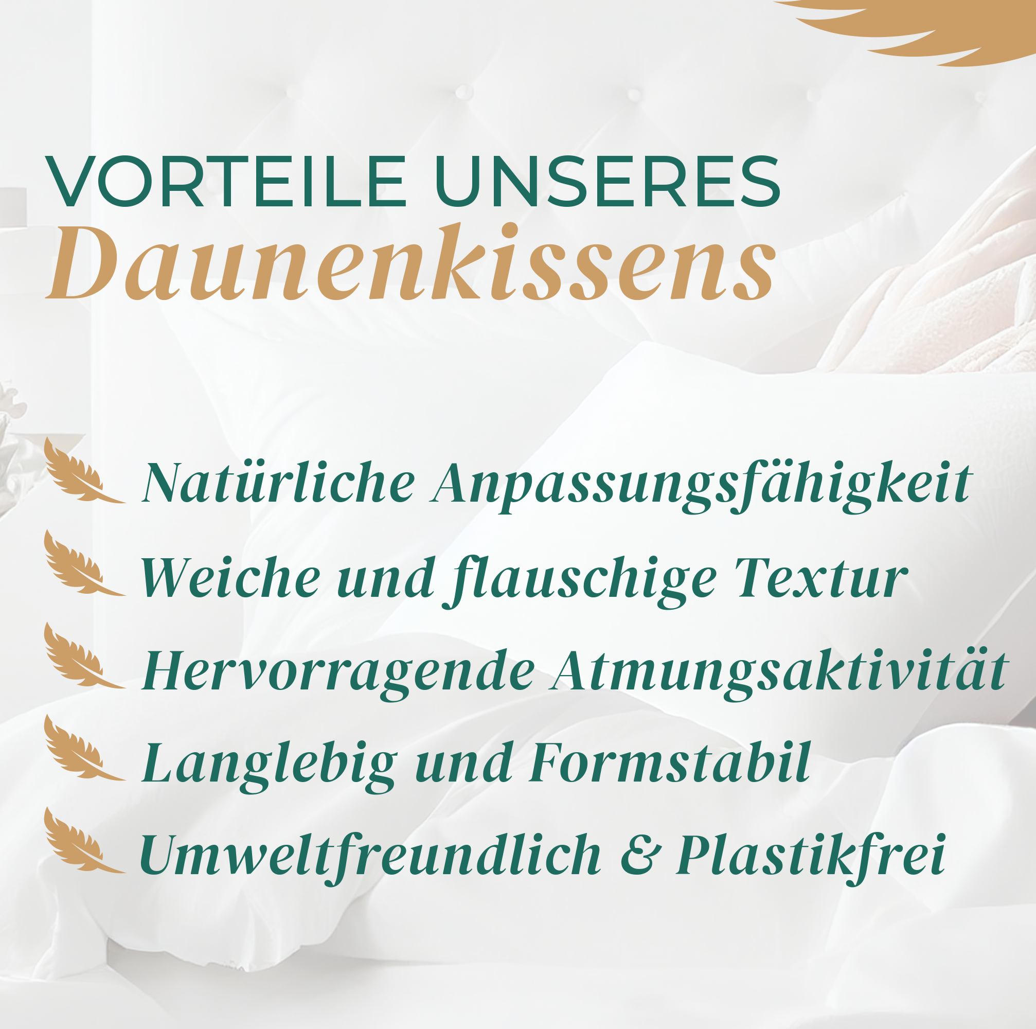 3-Kammer Daunenkissen Hergestellt in Deutschland