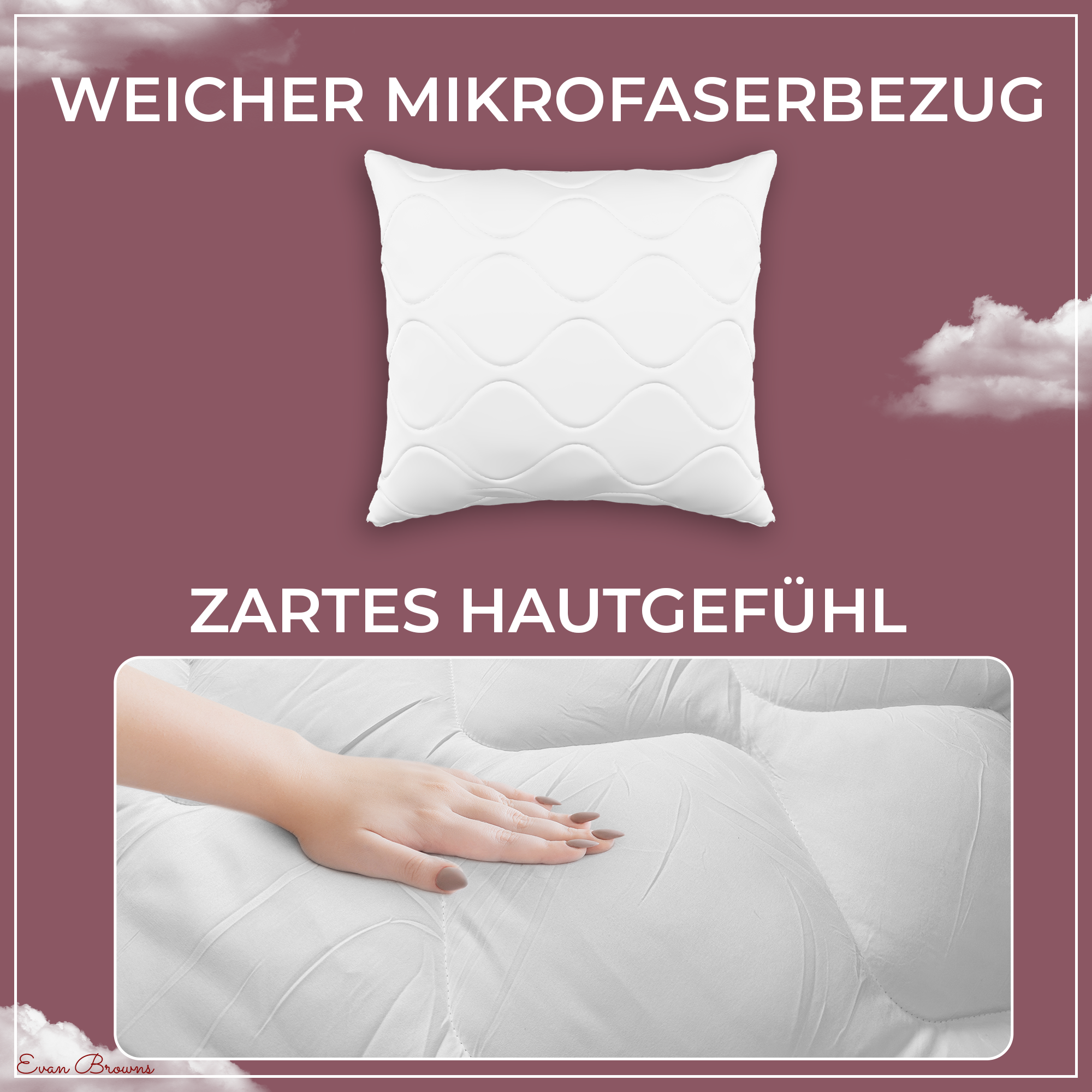 Evan Browns® Set Bettdecke 135x200 / Kopfkissen 80x80 cm