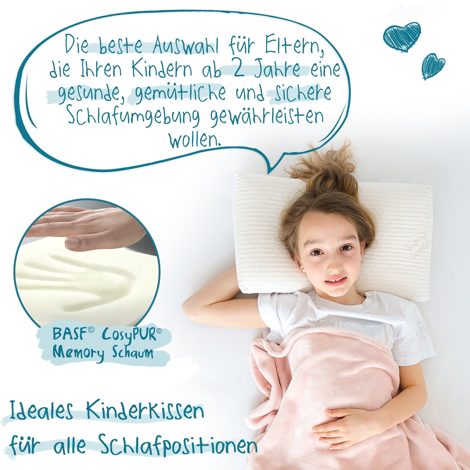 Ergonomisches Kinderkopfkissen aus Memory Foam