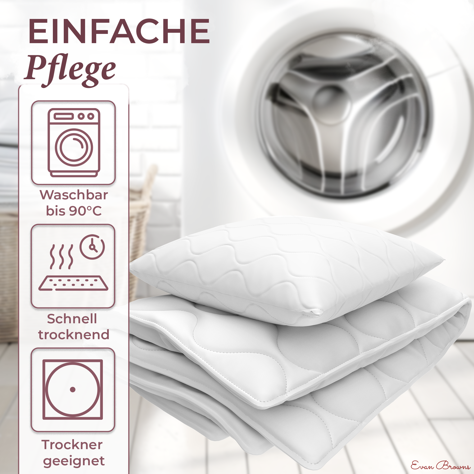 Evan Browns® Set Bettdecke 135x200 / Kopfkissen 80x80 cm