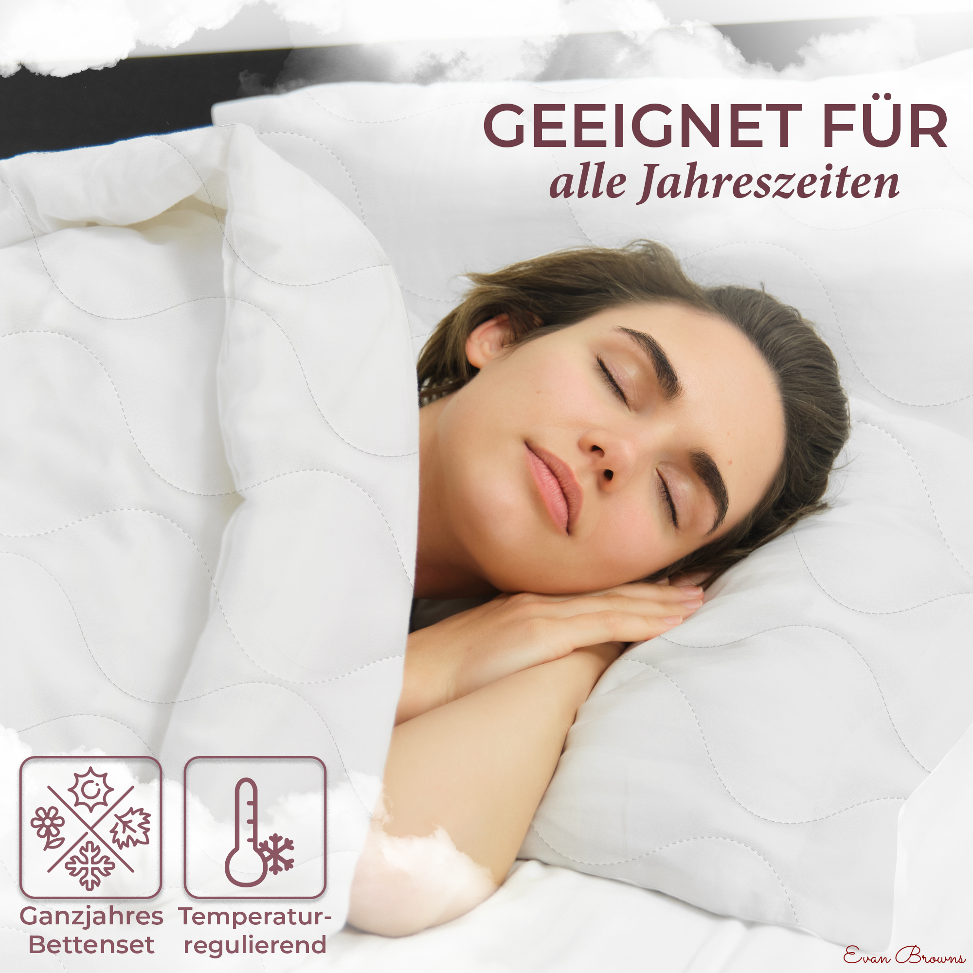 Evan Browns® Set Bettdecke 135x200 / Kopfkissen 80x80 cm