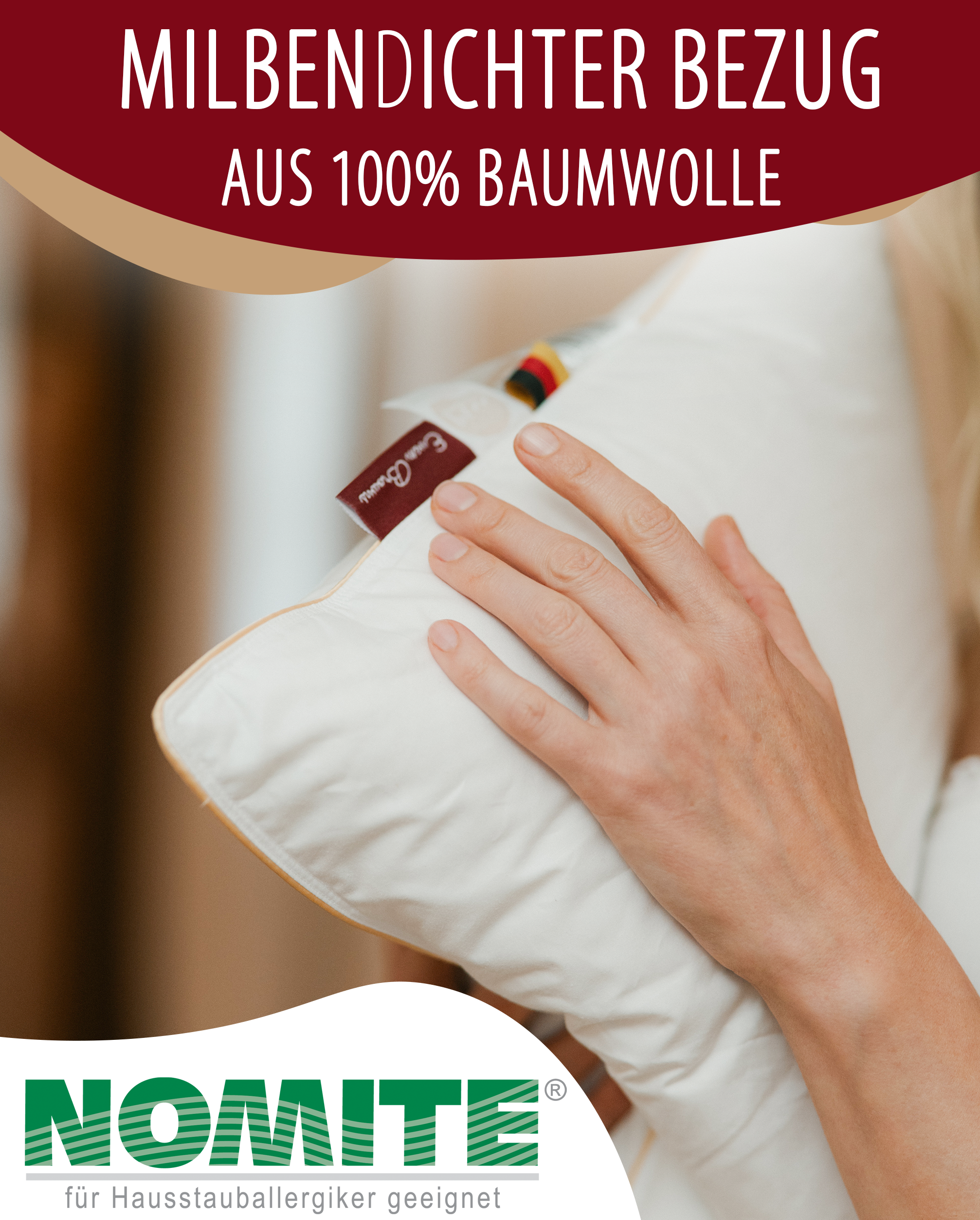 Evan Browns® 3-Kammer Daunenkissen - Füllung: Federn & Daunen