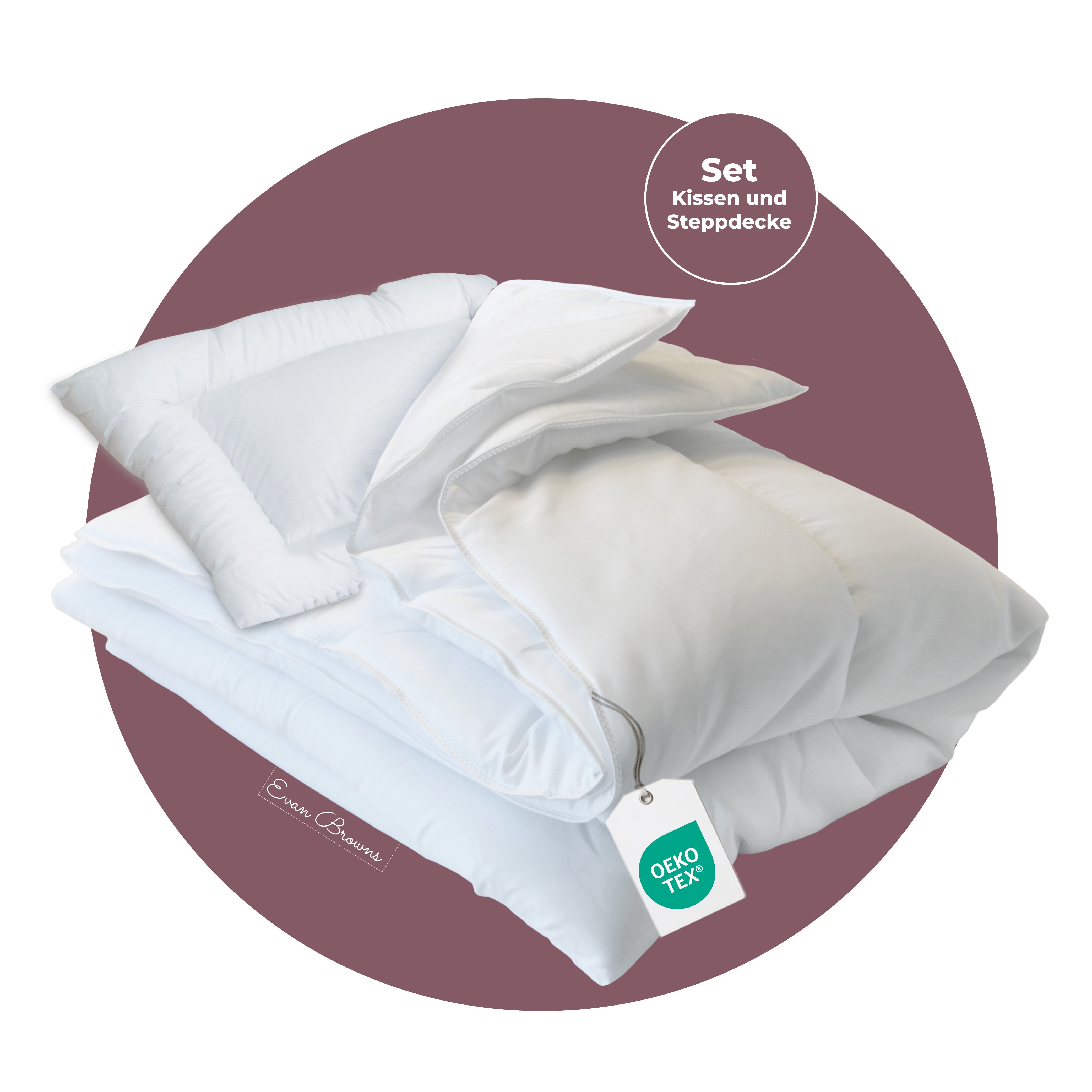Evan Browns® Set Bettdecke 135x100 / Kopfkissen 40x60 cm