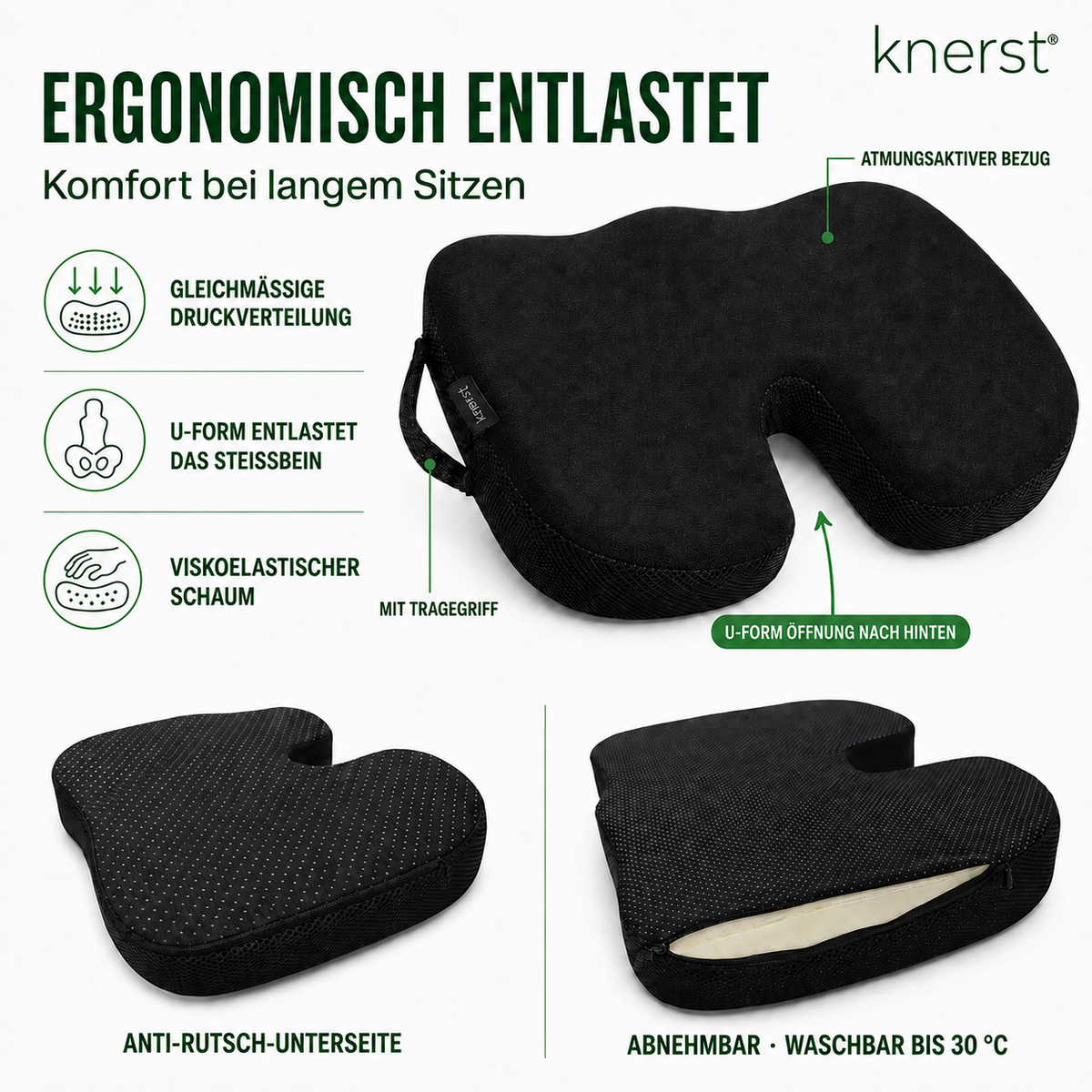 KNERST® Ergonomisches Sitzkissen aus Memory Foam