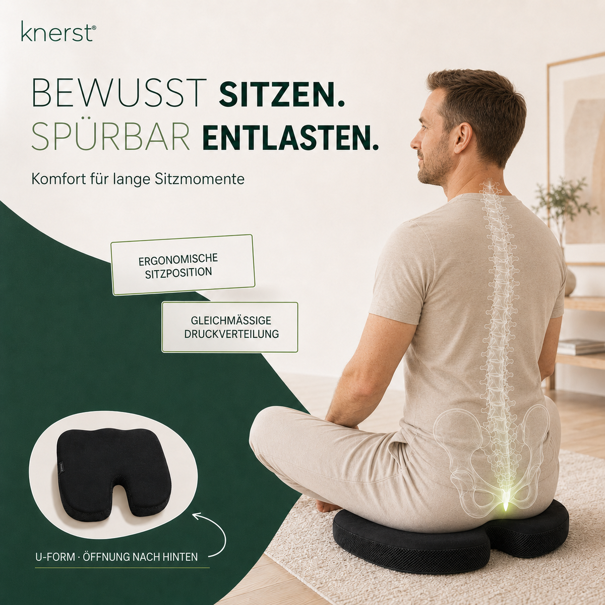 KNERST® Ergonomisches Sitzkissen aus Memory Foam