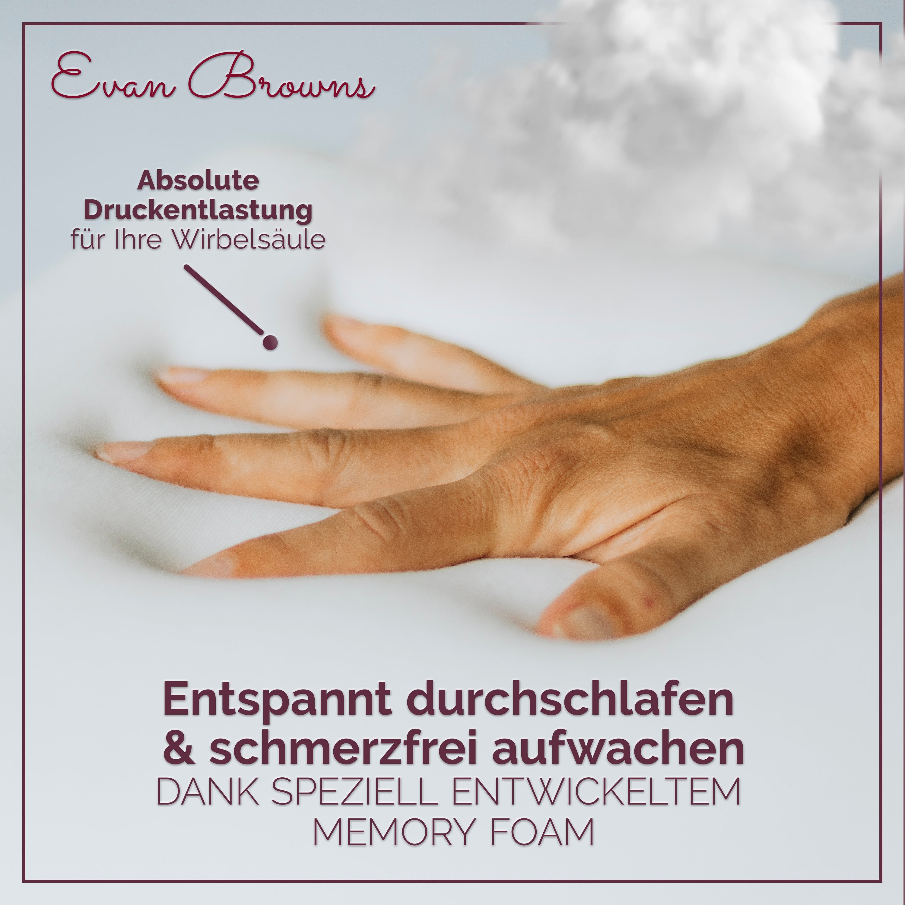 Evan Browns® Memory Foam Kopfkissen - für Bauchschläfer