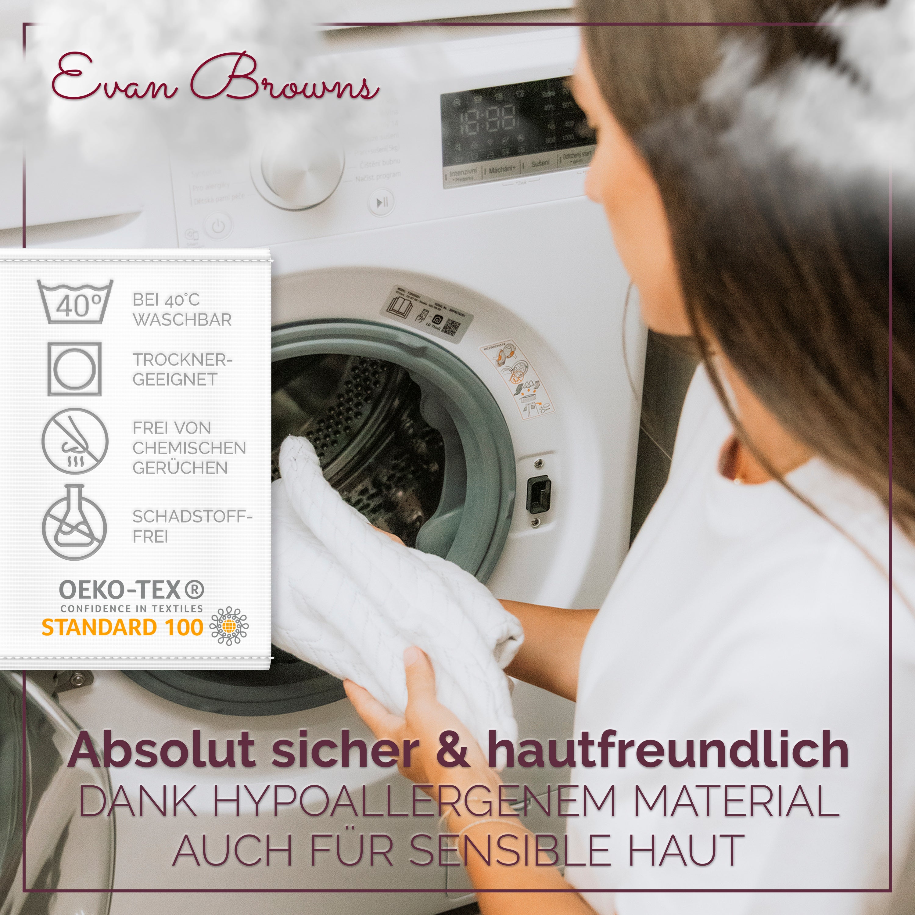 Evan Browns® Memory Foam Kopfkissen - für Bauchschläfer