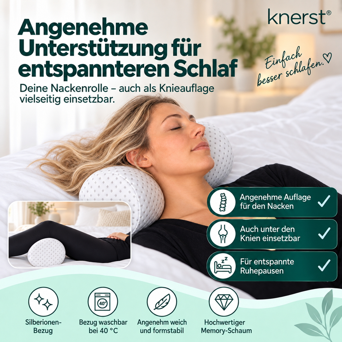 KNERST® Nackenrolle - vielseitiges Stützkissen