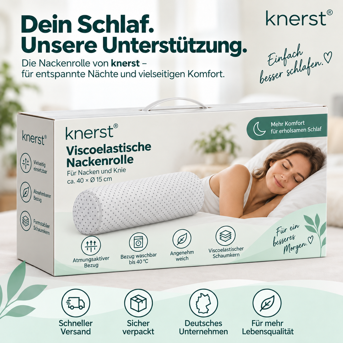 KNERST® Nackenrolle - vielseitiges Stützkissen